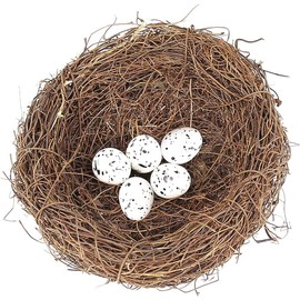 Gowxs Rattan Bird Nest Artificial Bird Nest with Eggs Decorative for Christmas, Easter, Party Decoration Accessories for Bird Cages
