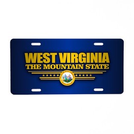 CafePress West Virginia (V15) Aluminum License Plate, Front License Plate, Vanity Tag