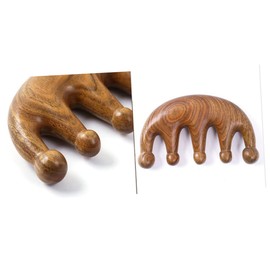 VICASKY Green Sandalwood Five Tooth Massage Comb for Scalp Care Static Hair Tool for Relief Relaxation Portable Design for Home Travel