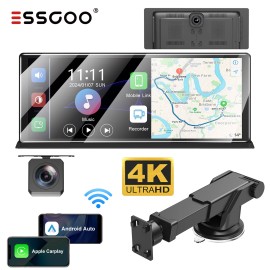 ESSGOO 11.3" HD Wireless Android & Carplay Screen for Car DVR, Portable Touchscreen 4K