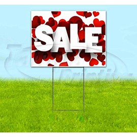 Sale with Hearts (18" X 24") Yard Sign, Quantity Discounts, Multi-Packs, Includes Metal Step Stake, Bandit Sign