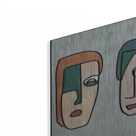 Luxe Metal Art 'FACES LINE ART 2' by Irena Orlov, Metal Wall Art, 16" x 12"