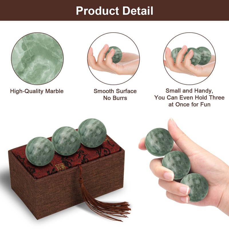 1.57" Marble Baoding Balls for Hand Therapy Exercise, Chinese Health
