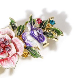 Women Exquisite Flower Hair Barrette Bridal Wedding Rhinestone Hair Clip Vintage Metal Crystals French Barrettes Hair Clasps Hair Accessories (Colorful)