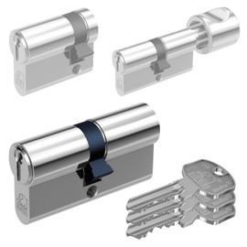 BASI Double Cylinder Basi AS with N+G 30/30 mm Silver Security Lock Home Office