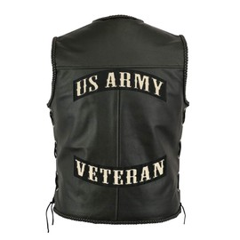 US Army Veteran Rocker Patches 12" | Large Military Vet Embroidered Motorcycle Jacket Patch Iron On 2 pc. Set - by Nixon Thread Co.