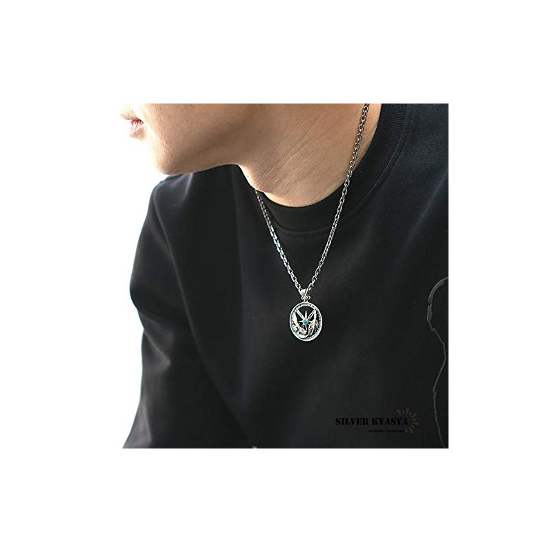 Silver KYASYA 925 Silver Coin Necklace, Men's, Silver925, Turquoise, Eagle,