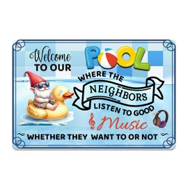Welcome to Our Pool Metal Sign - Swimming Pool Sign for Home, River, Beach, Patio, Garden, Outdoor Funny Wall Decor - 8x12 inch
