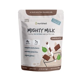 Nurished Mighty Chocolate Milk - Kids Daily Protein Powder Boosted with 2 Billion Probiotics and Organic Spinach Leaves - Natural Flavors Colors and Sweeteners - 15-30 Servings