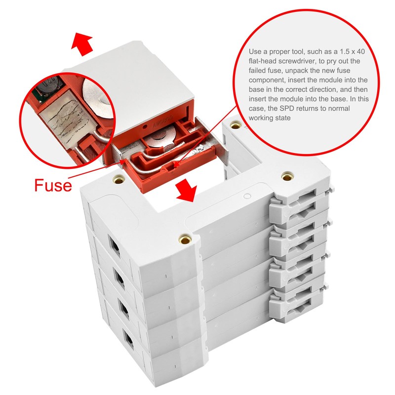 Heschen Surge Protector SPD, HS-20RT-C, 4P 275VAC 20KA, Integrated Replaceable