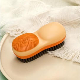 Two-Sided Laundry Stain Remover Brush, Soft Bristle for Scrubbing Out Tough Stains on Wool Cashmere Delicate Fabrics Knits Cotton Leather, Easy to Grip Hand Washing Clothes Brushes Yellow