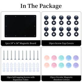 GOORY Magnetic Wall Board - 24" x 36" - Memo & Vision Bulletin Board for Home, Office and Classroom - Pre-drilled Mounting Screws Large Frameless Magnet Black Wall Board