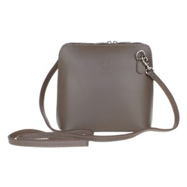 Girly Handbags Genuine Leather Rigid Cross Body Shoulder Bag Real Italian - Taupe