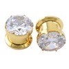 ZeSen Jewelry Gorgeous Big Cubic Zirconia Stainless Steel Screw Tunnels