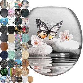 Sanilo Toilet Seat ROUND with Soft Close, Quiet and Slow Close Lid and Seat, Strong Bumpers and Hinges, Vanesa