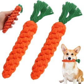 Zeaying Pack of 2 Dog Toys Carrot Puppy, Puppy Carrot Rope Toy Braided Chew Toy for Puppies, Dog Toy Carrot Interactive, Dog Toy for Small Medium Puppies