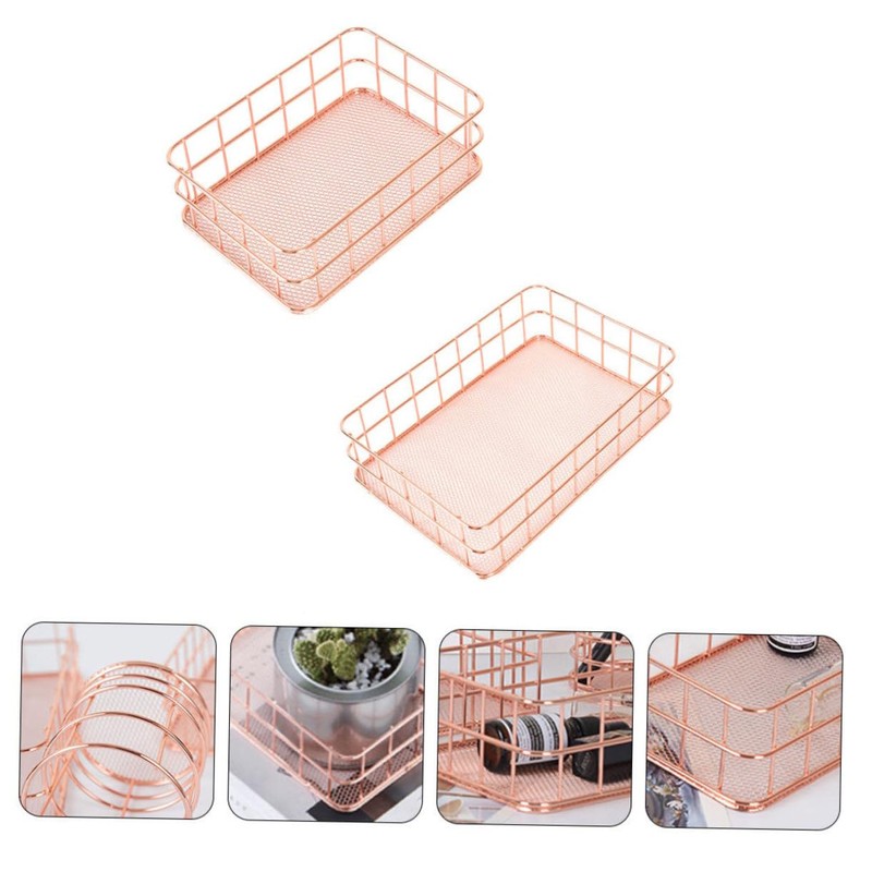 CIYODO 2pcs Multipurpose Desktop Storage Baskets Stylish Square Organizers for