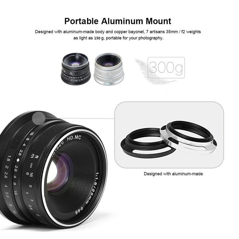 25mm F1.8 Manual Focus Lens for Fuji FX Mount Black