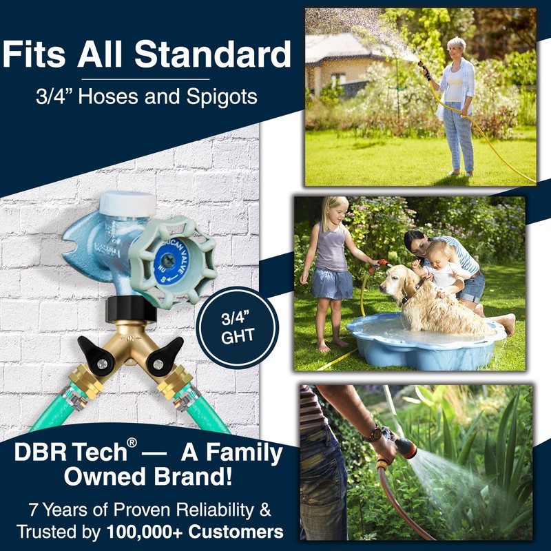 DBR Tech® Heavy Duty 2 Way Hose Splitter (Premium Brass