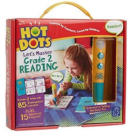 Educational Insights Hot Dots Let's Master 2nd Grade. Juego de lectura de segundo grado, libros de trabajo de aprendizaje de preparación para la escuela en el hogar y la escuela, 2 libros y bolígrafo interactivo, 100 lecciones de lectura, para mayores de