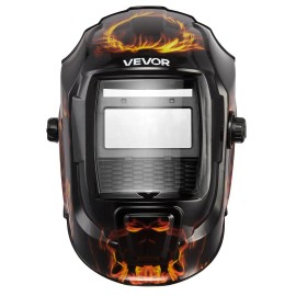 Auto-Darkening Welding Helmet with Solar-Powered 3.66\" X 1.69\" True Color Hood 2 Arc Sensors Shade 4/9-13" for WelderFilter Lens Area: 6 sq in, Helmet Color &amp;amp;amp; Pattern: Yellow Flame