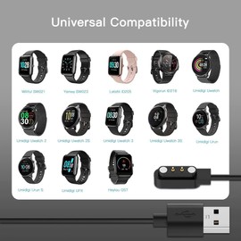 Austuo 3-Pack Replacement Charger for YAMAY SW023,Willful SW021 / SW025, Letsfit ID206 / ID205L / ID205U / ID205S / ID216,Umidigi Uwatch 3S / 3 / 2S 2 Charging Cable 3.3ft 100cm