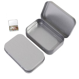 Mirhua Tin Can Mini Box Metal Storage Case Small Items Organizer for Travel Steel Silver Can Case with Lid Metal Accessory Case Small Storage Container Parts Box 3.74×2.36×0.79 inches 2-Piece Set