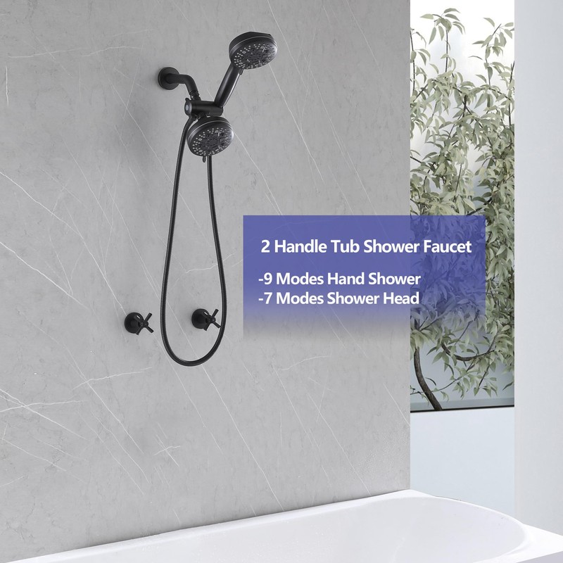 CISTPOFS 2 Handle Shower Faucet Matte Black, 2 in 1
