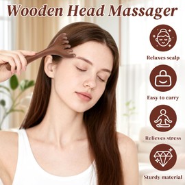 2 StüCk Massagekamm, Gua Sha, Kopfhaut MassagegeräT, Sechsklauen Meridian Massagekamm, Holzkamm Mit äTherischen öLen Und Akupunkturpunktkarte FüR Kopfhaut, Kopf, Nacken, Gesicht Lindert MüDigkeit