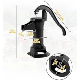INREPRO Manual Cast Iron Hand Well Pump - Antique Black Water Transfer Pump - 25ft Maximum Lift - Perfect for Garden Pond & Backyard