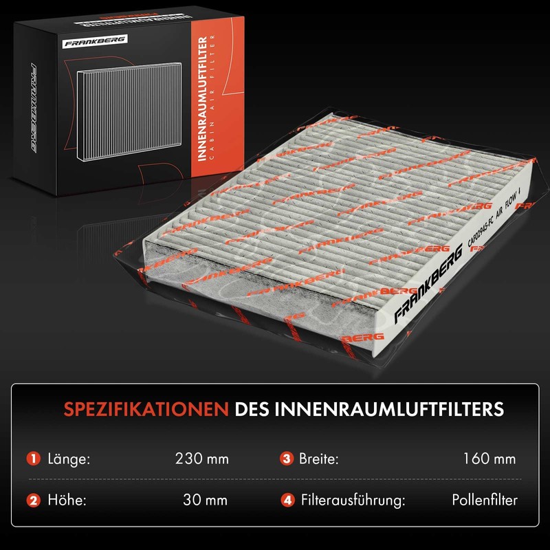 Frankberg 2x Cabin Air Filter Pollen Filter with Activated Carbon