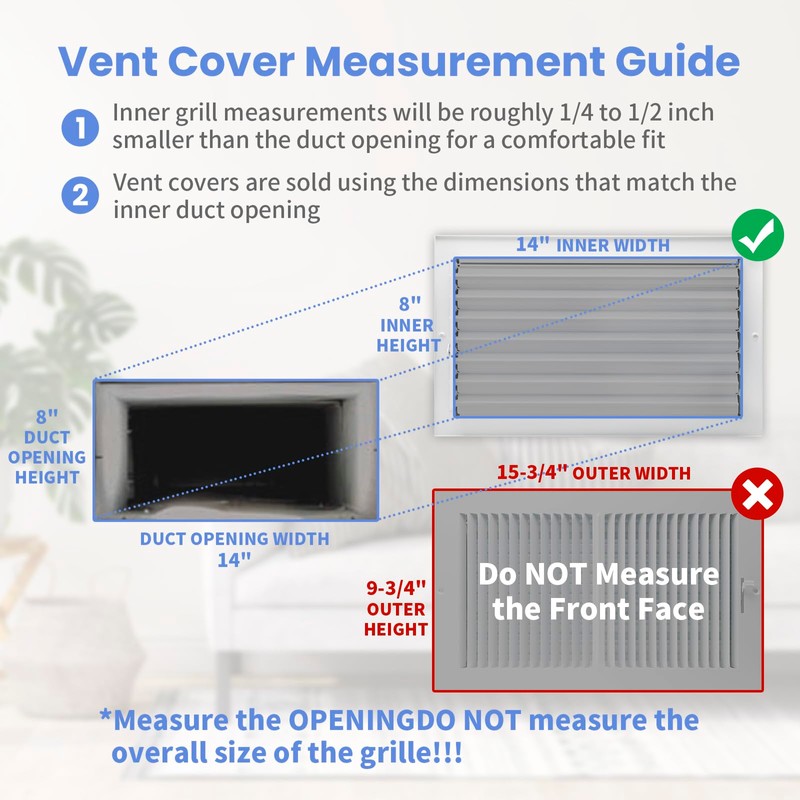 14 x 8 Inch [Duct Opening] Air Vent Covers for