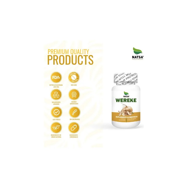 Wereke, 300 Cápsulas (3 Frascos 100 Cap C/u) Sabor Natural