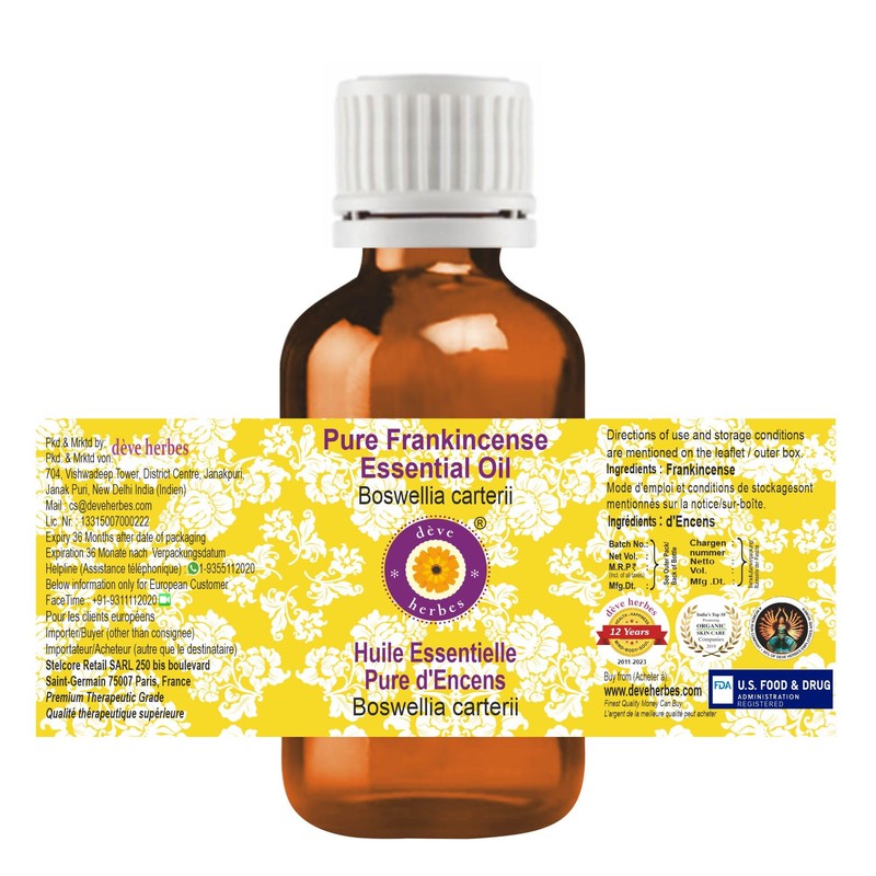 Deve Herbes Pure Frankincense Essential Oil (Alpha Thujene 70%) Boswellia