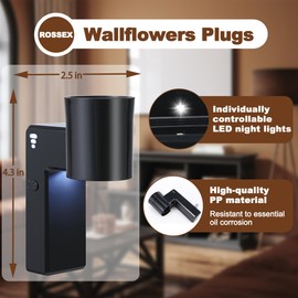 ROSSEX 1 Pcs Wall Fragrance Plug in with Night Light Compatible with Bath and Body Works Wallflowers, with 3-Speed Adjustable Fragrance Essential Oil Diffuser for Home, Black