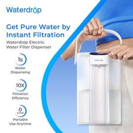 Waterdrop Electric Water Filter Pitcher, Reduce 99.6% of Lead and 45+ Impurities, 200-Gallon Rechargeable Water Dispenser, Instant 15-Cup Countertop System, NSF/ANSI 401&53&42&372, NOT Reduce TDS