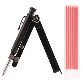Multi Function Scribing Tool Aluminum Alloy Woodworking Scriber Line Drawing Tool Construction Pencil with Refills Red