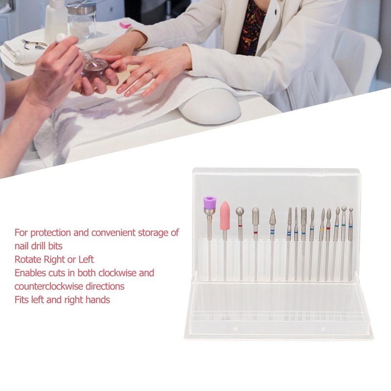 20 Holes 14pcs Nail Grinding Head Holder Manicure Pedicure Bits