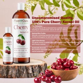 Cherry Kernel Oil 32 fl. oz. Cold Pressed 100% Pure & Natural Carrier – Skin, Face, Body & Hair Growth Moisturizer. Great for DIY Creams, Lotions, and Lip Balms.