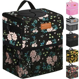 ELONGRIVER Car Trash Can Bin for Back Seat Leak Proof, Cute Car Trash Bag Hanging, Vehicle Trash Can for SUV Truck Van, Automotive Garbage Cans Front Seat Colorful Floral, 2 Gallons