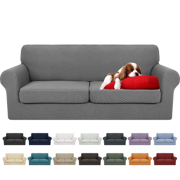 YEMYHOM Latest Checkered 3 Pieces Couch Covers for 2 Cushion