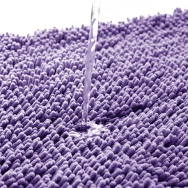 Moonlight Bedding Bath Mat Non Slip Anti Mould - Chenille Shower Mat Lilac 40 x 60 cm Super Absorbent Bathroom Mat Machine Washable Extra Soft Fluffy Bathmat