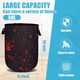Blood Splattered Laundry Basket, Laundry Hamper Collapsible Oxford Cloth with Handle Clothes Toy Storage Bin for Bathroom Laundry Room Bedroom 15.7 X 20 Inch