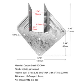 Hurricane Ties for Rafters Roof Truss Timber Connection Fits 2x4, 2x6 Truss to Rafter Connectors for Roofing Trusses Wood Timber Brackets, 18-Gauge Galvanized Joist Hanger Hurricane Strap Clips (20)