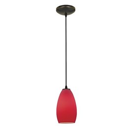 Access Lighting 28012-3C-ORB/RED Champagne - 9" 11W 1 LED Cord Pendant, Glass Options: Red