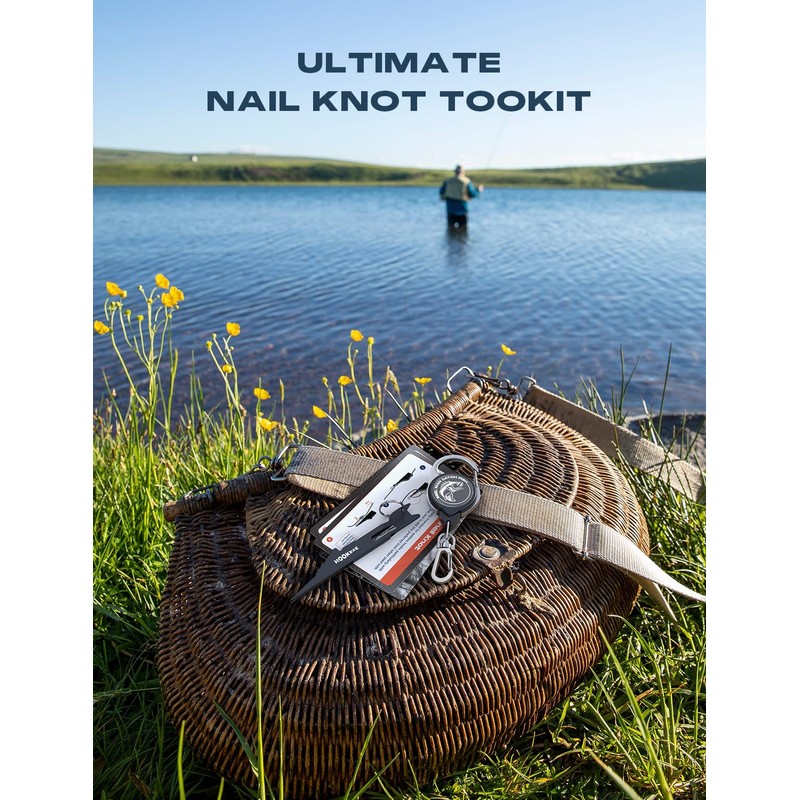 HOOK-EZE Fishing Nail Knot Tying Tool Combo|Includes Waterproof Pocket Guide,