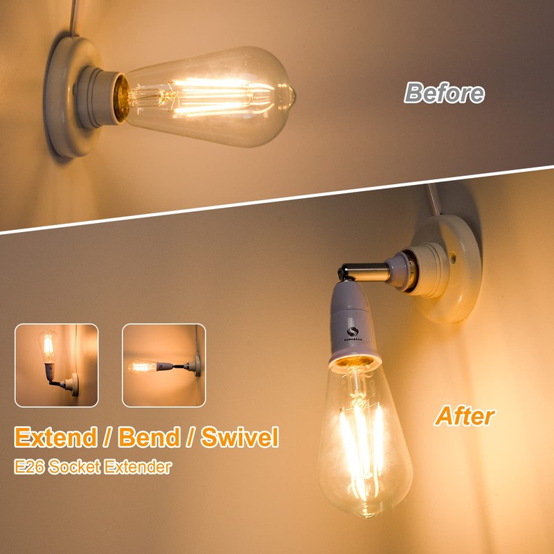 RONG&LAN E27 Flexible Light Bulb Lamp Socket Adapter Extender/Adjustable Edison