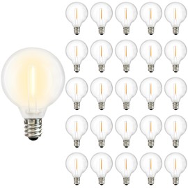 25 Pack G40 LED Replacement Bulb E12 Screw Base LED Globe Light Bulbs for Patio String Lights, Equivalent to 0.6-Watt Clear Light Bulbs