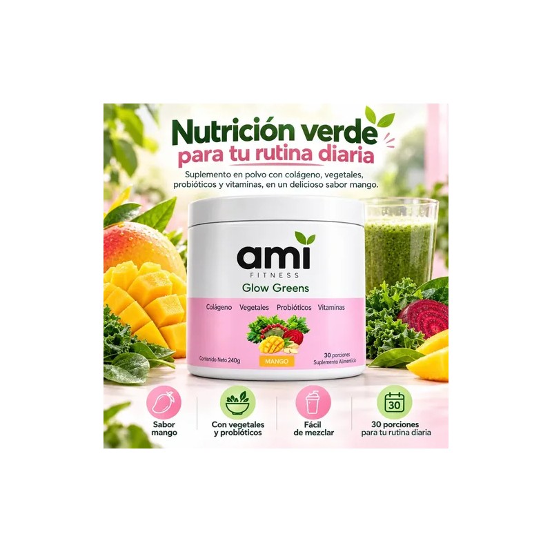 Greens Mango 240g 30 Porciones Colágeno Vegetales Vitaminas