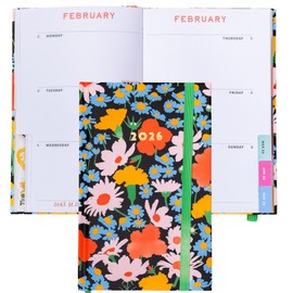 ban.do 12-Month Classic Daily and Weekly Planner Dated January 2026 - December 2026, Hard Cover Self Care Journal, Bound Agenda with Monthly Calendar, Stickers, Art & Bonus Pages (Black Floral)